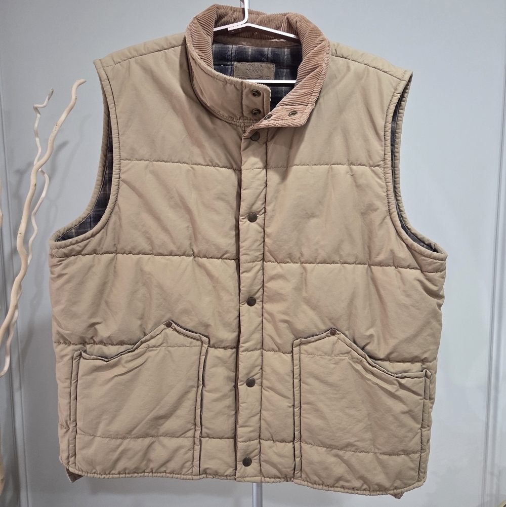 Vintage Old Navy Men's Tan Quilted Vest Sz.XXL - Picture 1 of 9